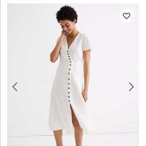 Madewell linen blend Buttons wrap Midi Dress
